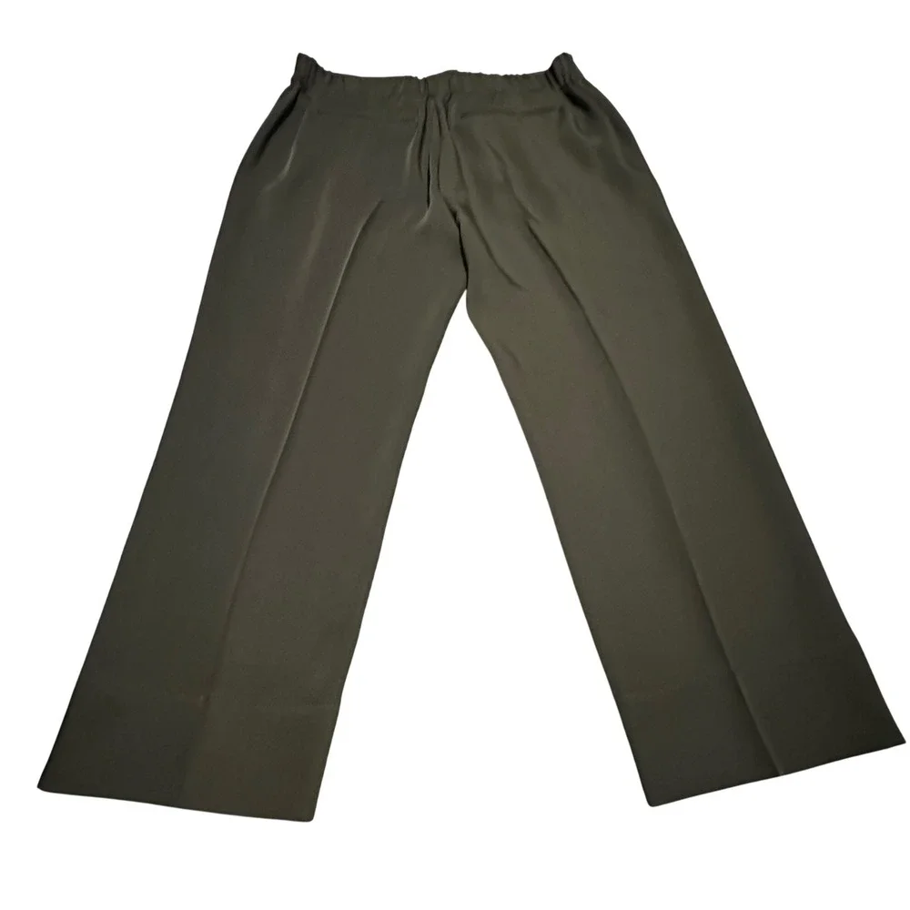 Vince Olive Green Wide Leg Trousers‎ High Waist Elastic Back Pants Womens XL